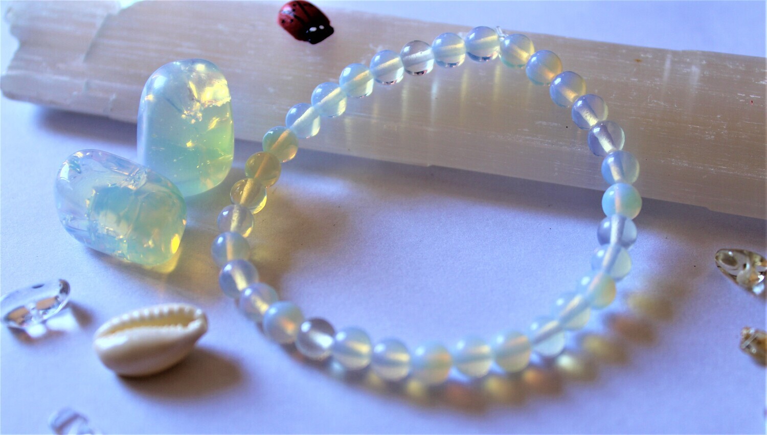Opalite 8mm bead elastic bracelet