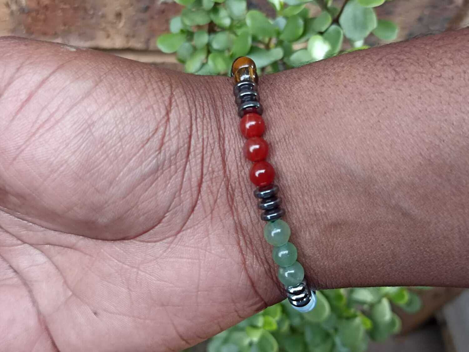 7 Chakra balancing elastic bracelet with Hematite (for balance)