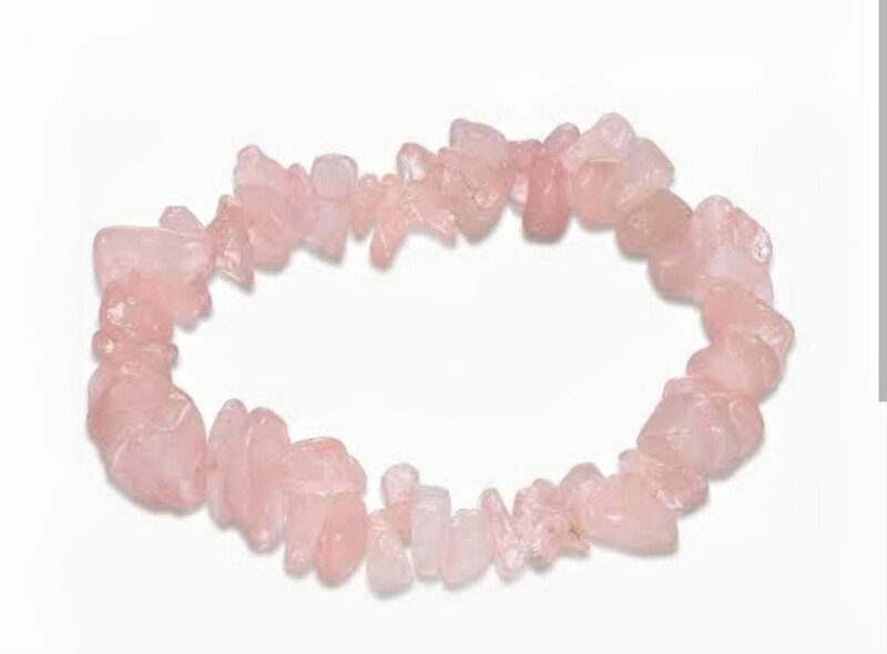 Rose quartz chip elastic bracelet (for love, peace and calm)