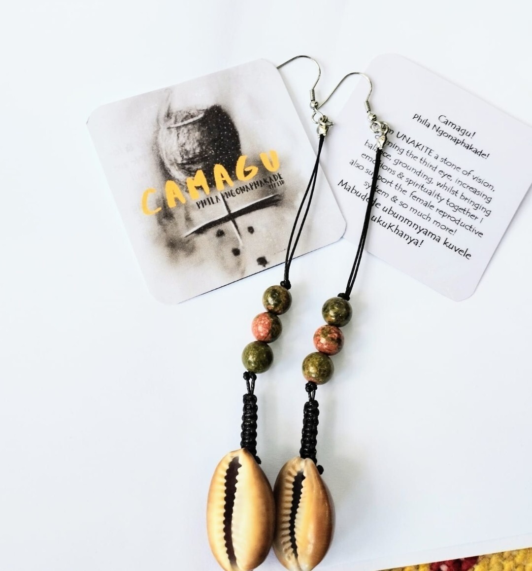 Unakite Cowrie Shells earrings 