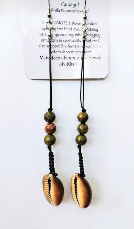 Unakite Cowrie Shells earrings 