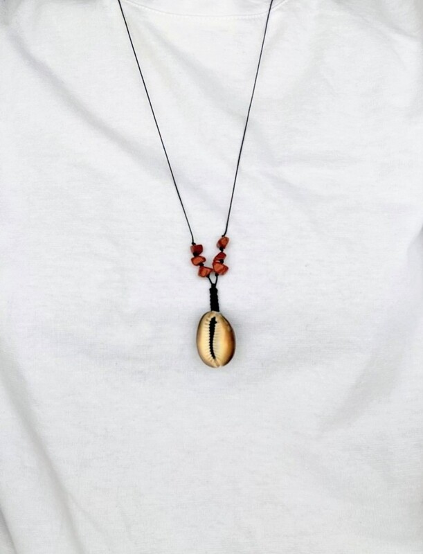 Red Jasper Cowrie Shell necklace (for confidence and energy)