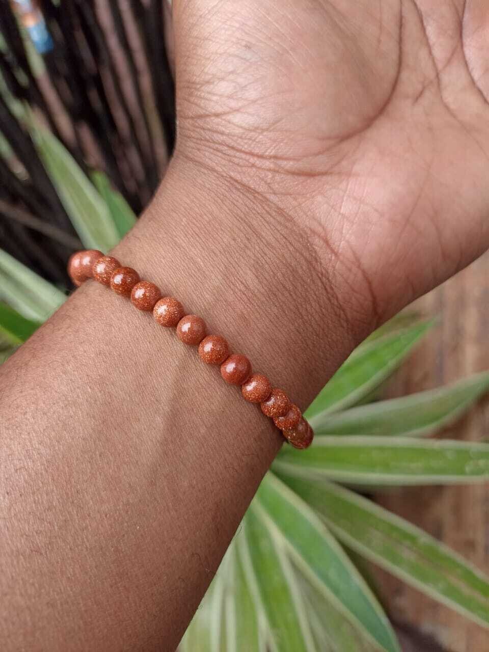 Gold Sandstone bead elastic bracelet (for energy and confidence)
