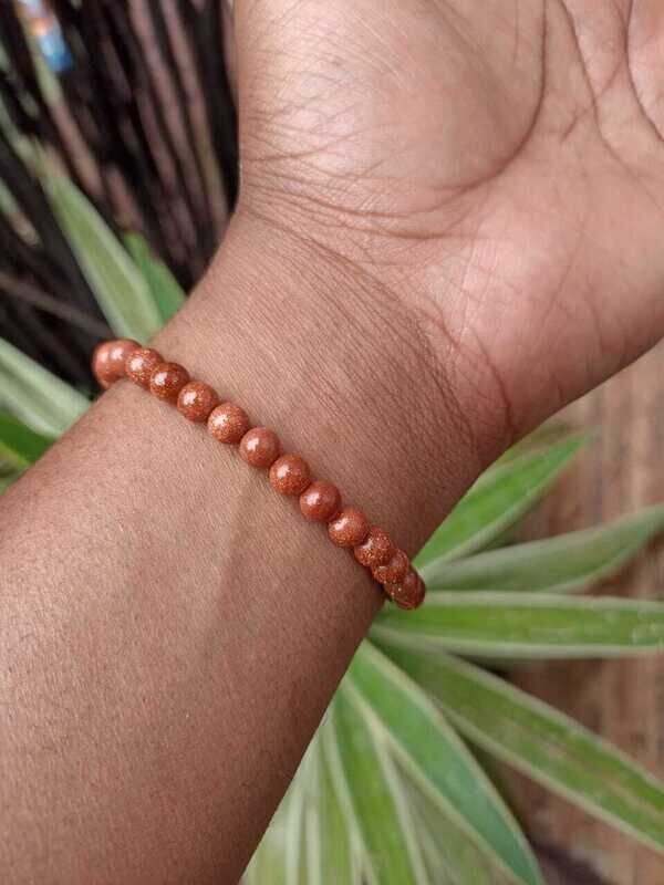 Gold Sandstone bead elastic bracelet (for energy and confidence)