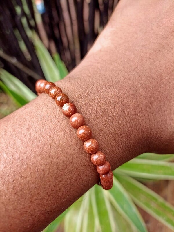 Gold Sandstone bead elastic bracelet (for energy and confidence)
