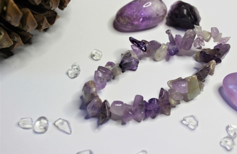 Amethyst bead elastic bracelet