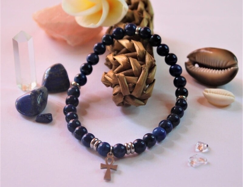 Lapis Lazuli Ankh elastic bracelet