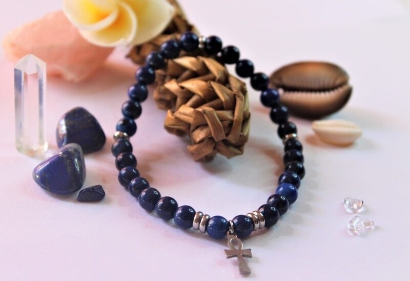 Lapis Lazuli Ankh elastic bracelet