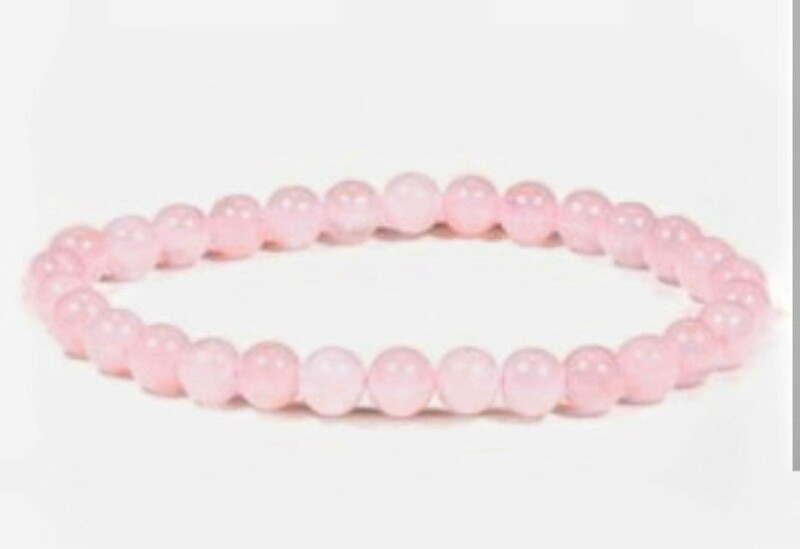 Rose quartz bead elastic bracelet (for love, peace and calm)