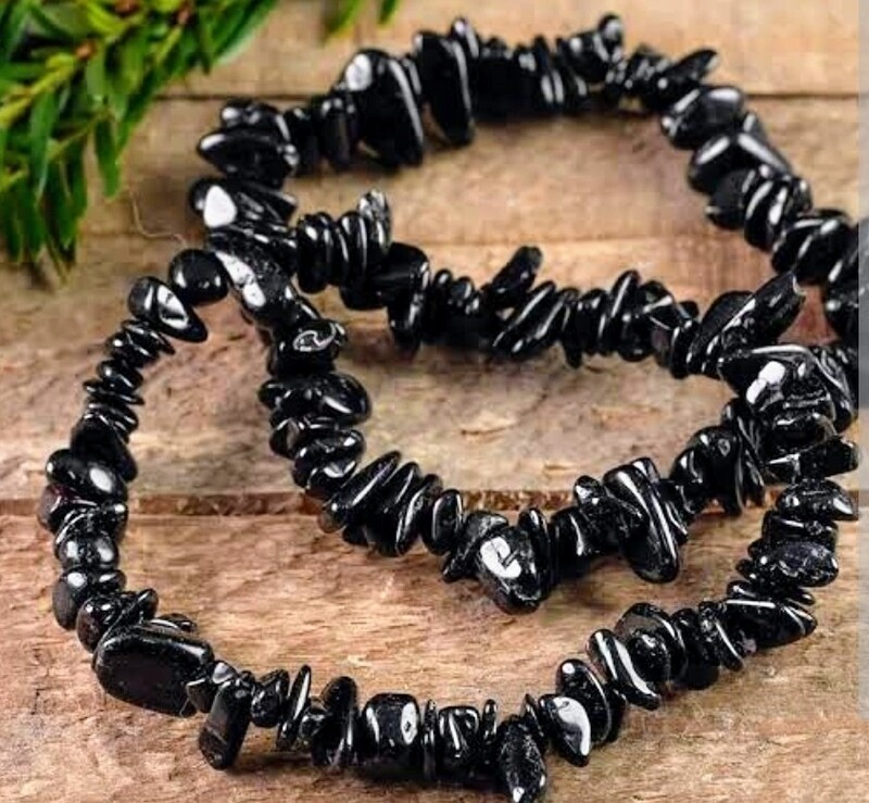 Black Tourmaline elastic or adjustable bracelet 