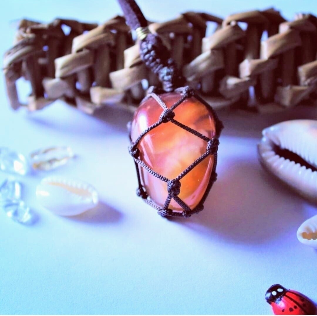 Carnelian macrame necklace (for self confidence &amp; sensuality) 