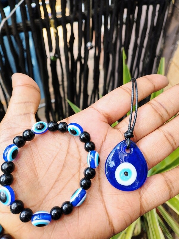 Evil Eye elastic Bracelet &amp; Necklace set 