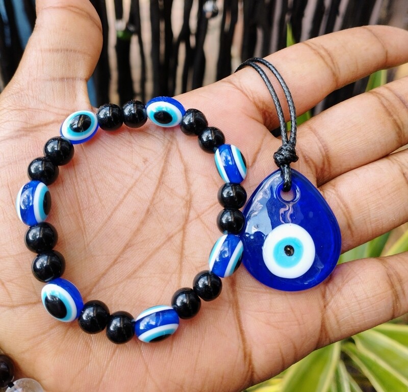Evil Eye elastic Bracelet &amp; Necklace set 