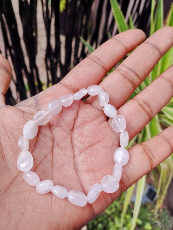 Rose quartz nugget elastic/adjustable bracelet (for love, peace and calm)