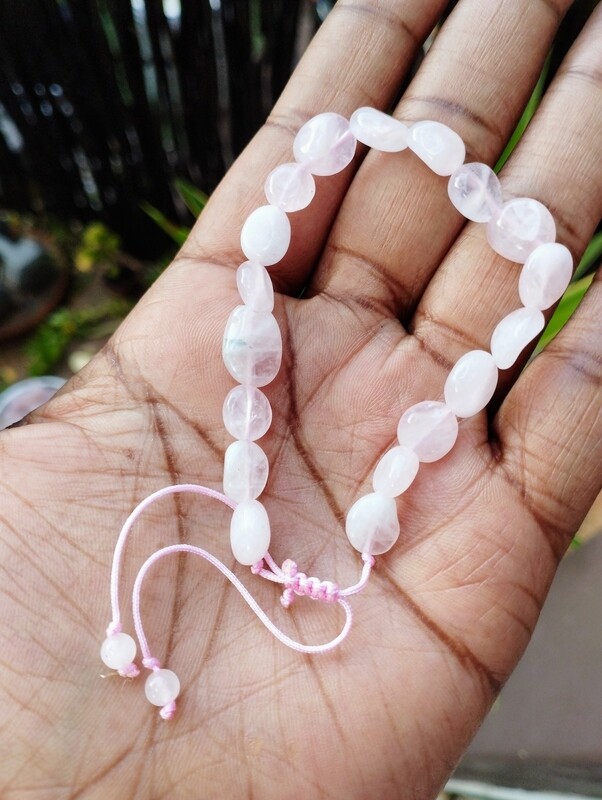 Rose quartz nugget elastic/adjustable bracelet (for love, peace and calm)