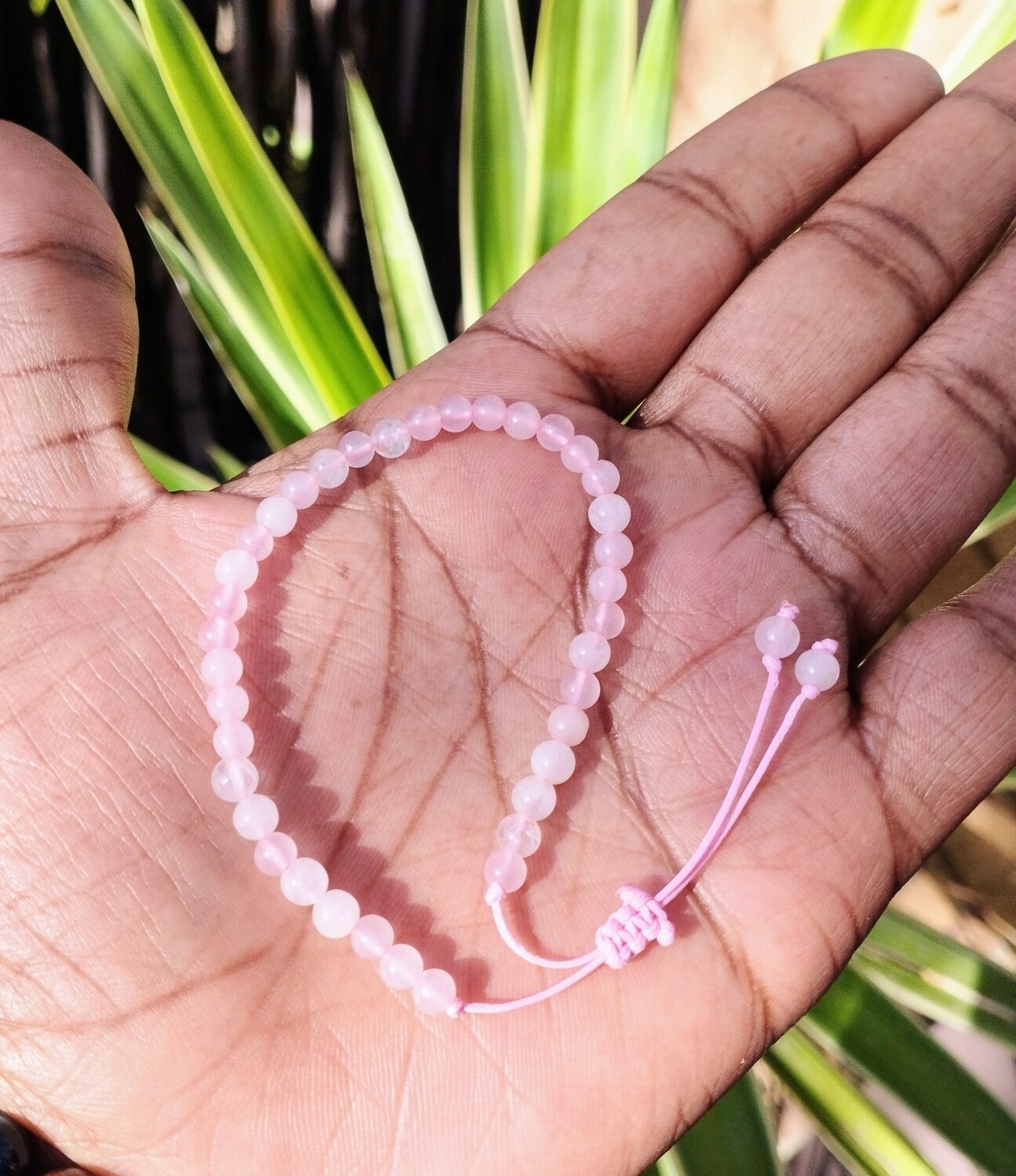 Rose quartz bead elastic bracelet (for love, peace and calm)