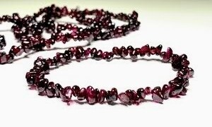 Red Garnet chip elastic or adjustable bracelet 