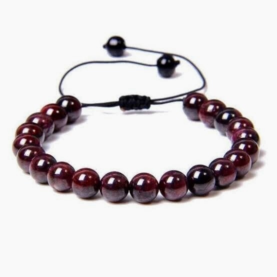 Red Garnet 6mm bead elastic or adjustable bracelet 