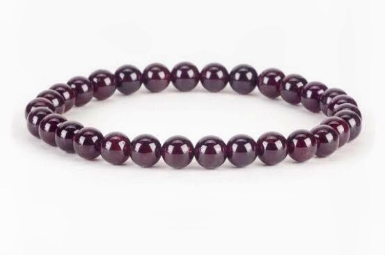 Red Garnet 6mm bead elastic or adjustable bracelet 