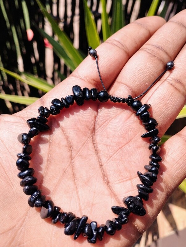 Black Tourmaline elastic or adjustable bracelet 