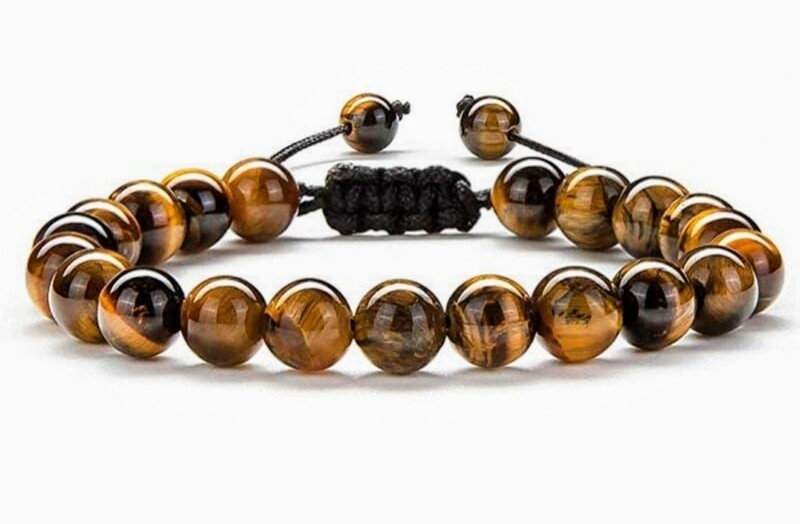 Tigers eye 8mm bead elastic or adjustable bracelet 