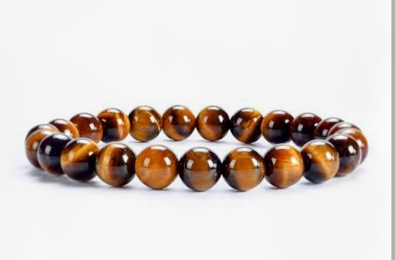 Tigers eye 8mm bead elastic or adjustable bracelet 