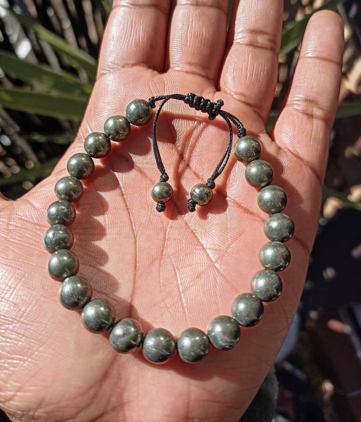 Pyrite bead bracelet (elastic or adjustable)