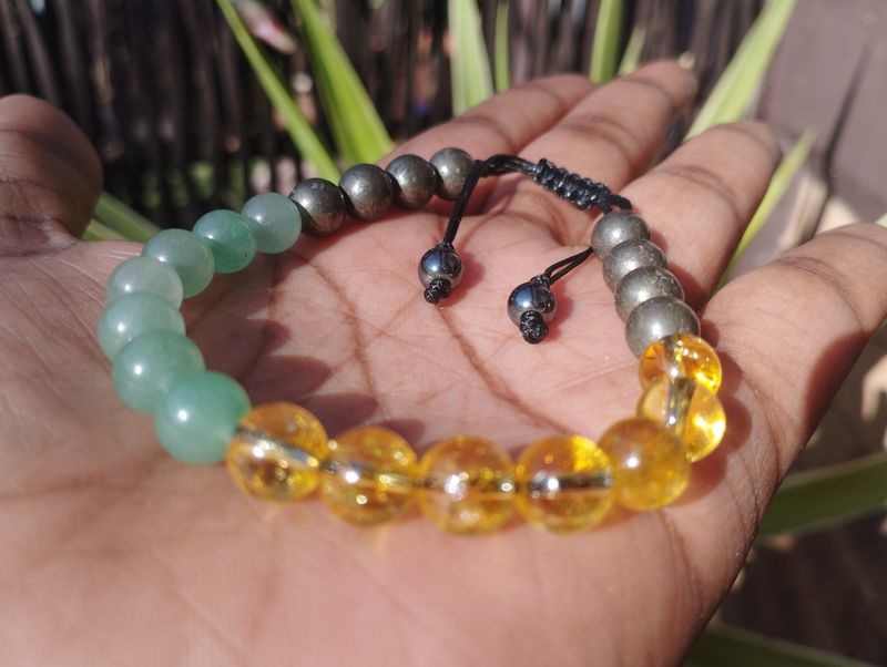 Citrine, Green Aventurine and Pyrite Bracelet 