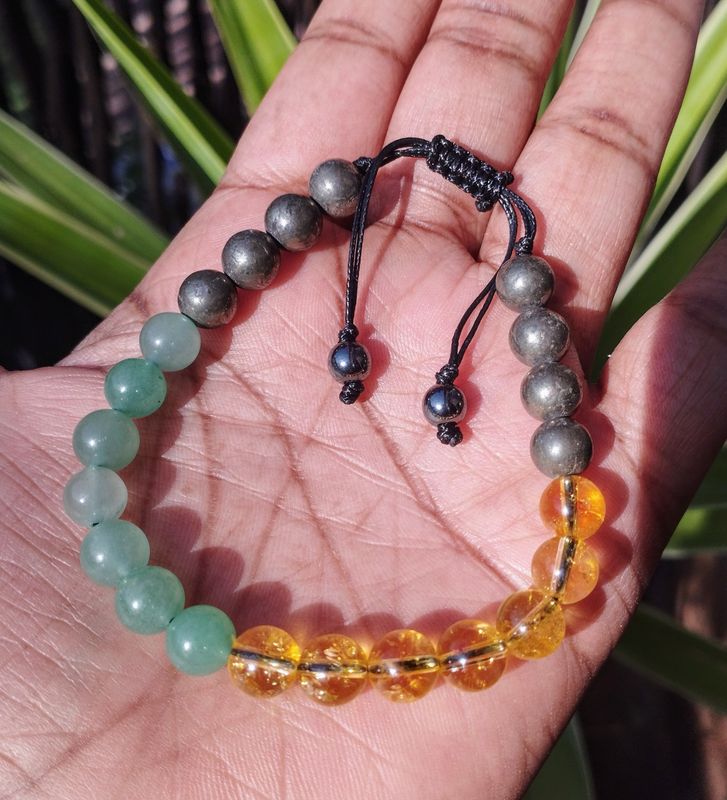 Citrine, Green Aventurine and Pyrite Bracelet 