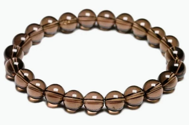 Smokey quartz 8mm beads elastic bracelet