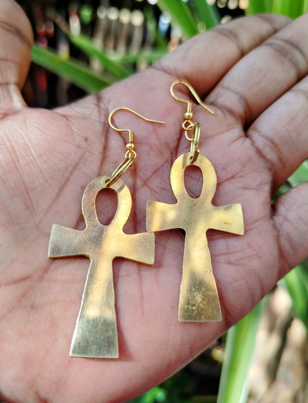 Brass Ankh earrings 