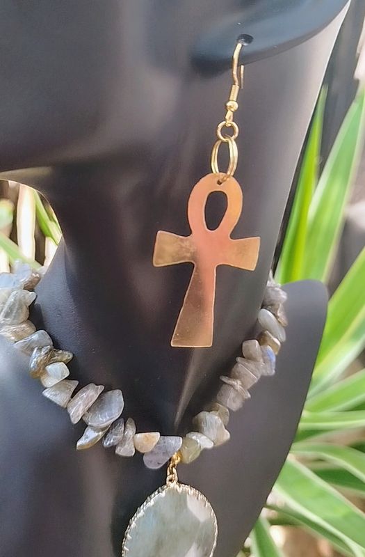Brass Ankh earrings 