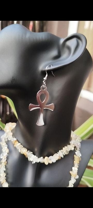 Stainless steel Ankh earrings