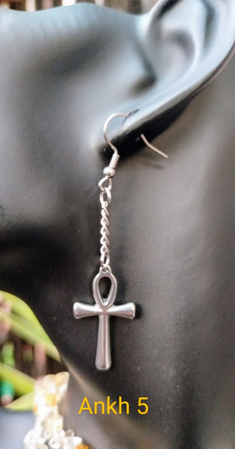 Stainless steel Ankh earrings 