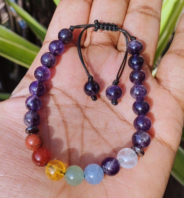 7 Chakra Bracelet – Amethyst / Howlite Energy Alignment Bracelet