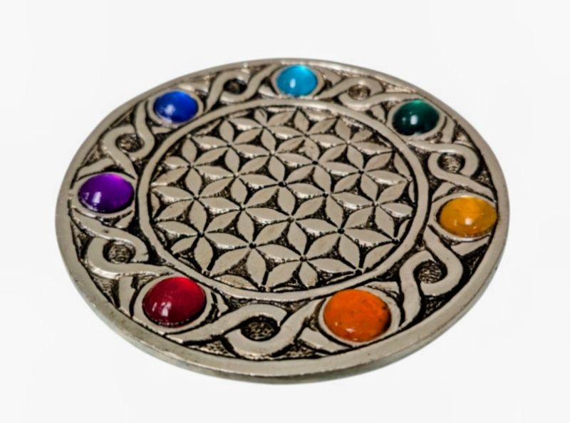 Chakra Aluminium Flower of Life Incense Holder