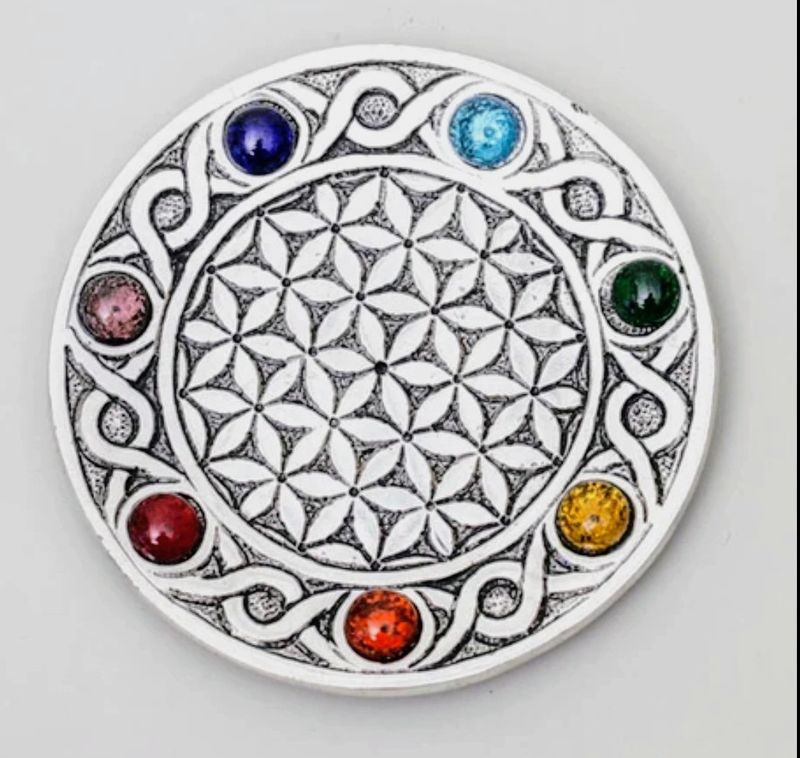 Chakra Aluminium Flower of Life Incense Holder