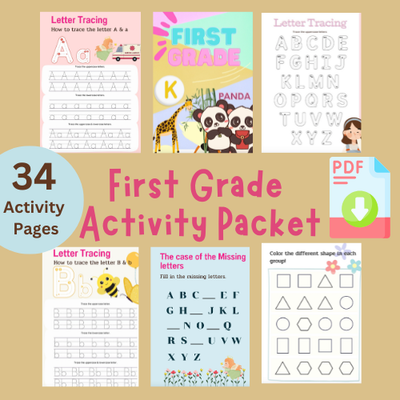 First Grade Activity Packet - Learning Letters and How to Write Them