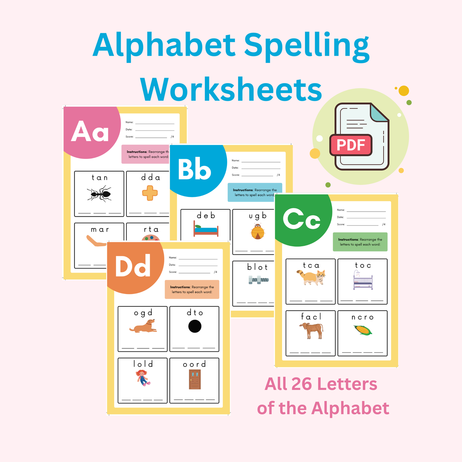 Alphabet Spelling Worksheets