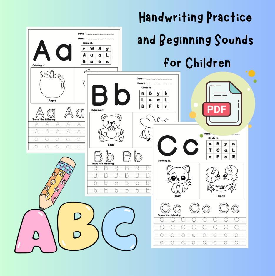 Handwriting Practice and Beginning Sounds for Children