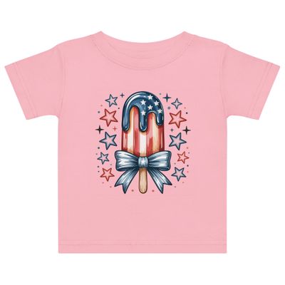 Patriotic Popsicle Baby T-Shirt – Adorable 4th of July Baby Tee in Red, White &amp; Blue