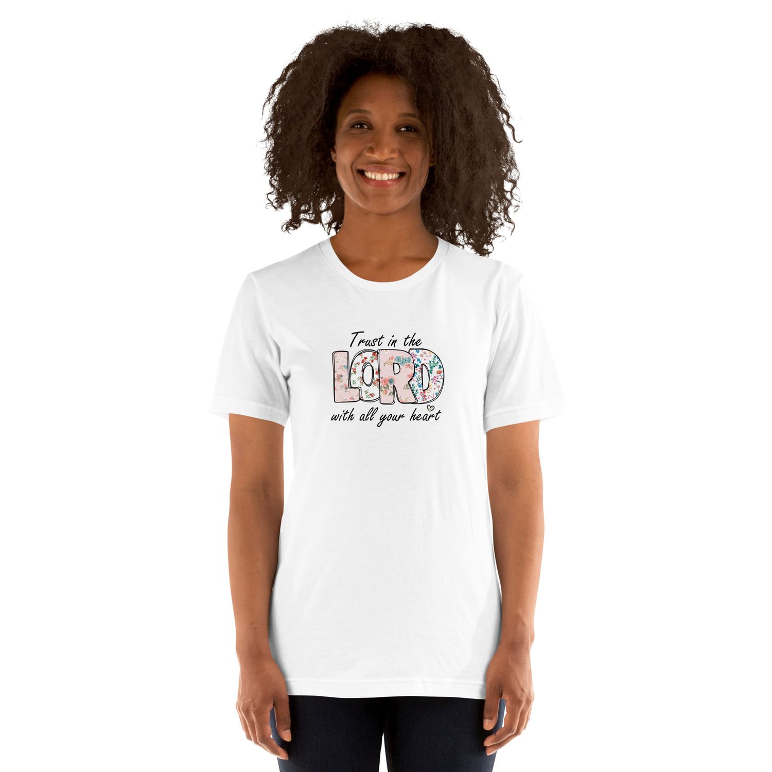Trust in the Lord Christian T-Shirt – Floral Bible Verse Tee for Women – Unisex Fit