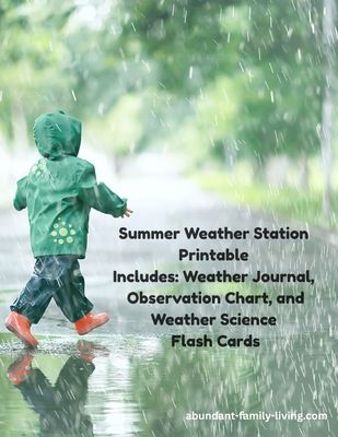 Summer Weather Station Printable Kit for Kids – Weather Journal, Observation Chart, and Science Flash Cards (FREE!)