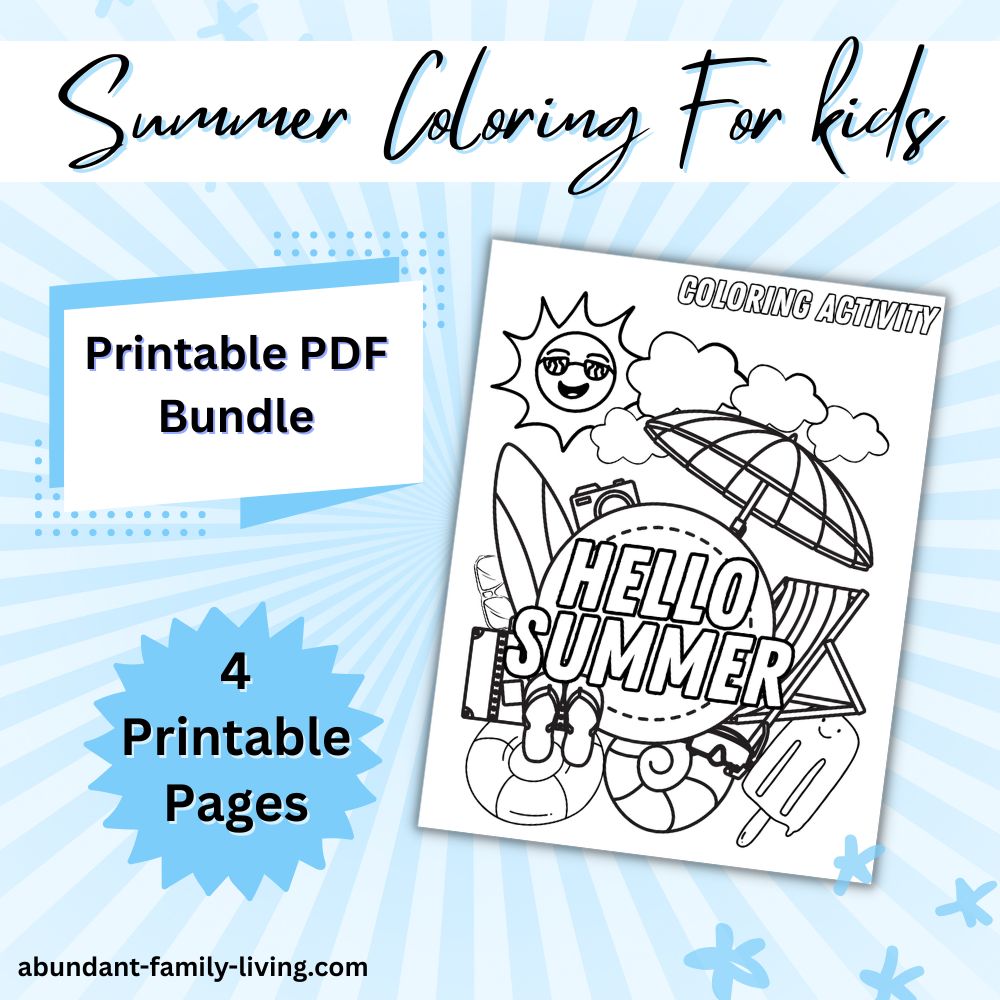 Summer Coloring Pages for Kids – Printable Activity Pack | PDF Bundle with Count &amp; Color, Color by Number, and Beach Scenes