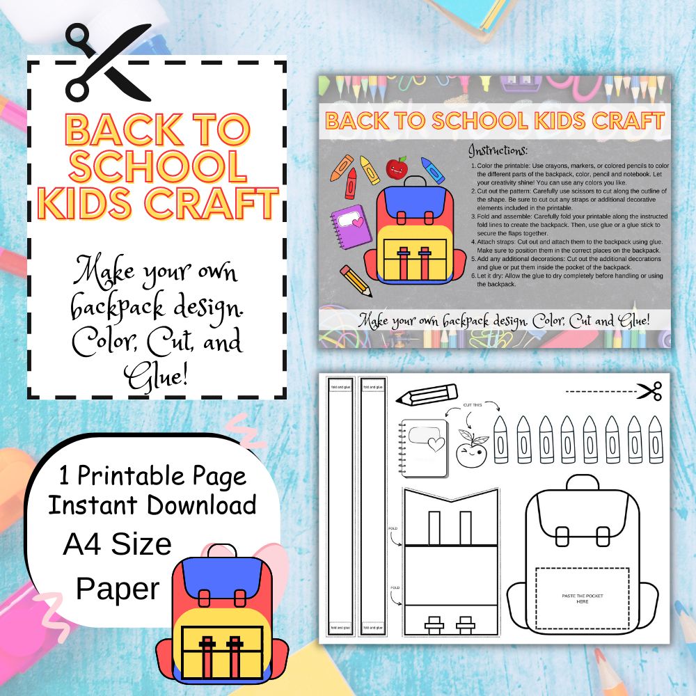 Free Back-to-School Kids Craft: Color, Cut, and Glue Your Own 3D Backpack!
