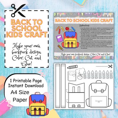 Free Back-to-School Kids Craft: Color, Cut, and Glue Your Own 3D Backpack!