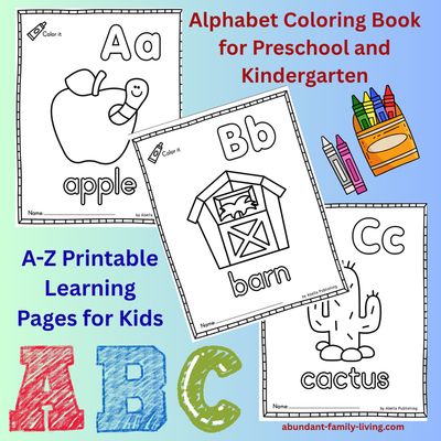 Alphabet Coloring Book for Preschool and Kindergarten | A-Z Printable Learning Pages for Kids