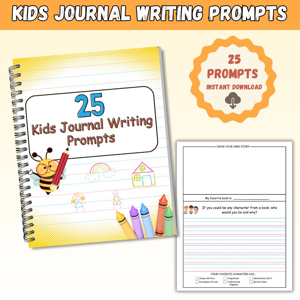 25 Kids Journal Writing Prompts – Fun Creative Writing Activities for Children | Printable PDF