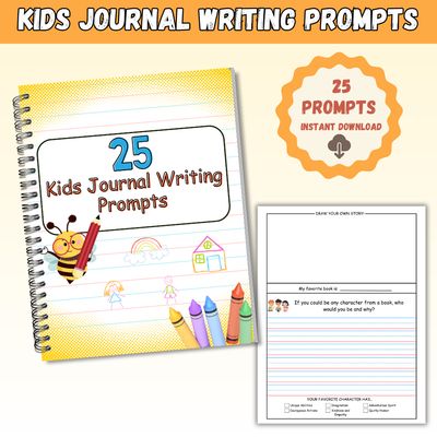 25 Kids Journal Writing Prompts – Fun Creative Writing Activities for Children | Printable PDF