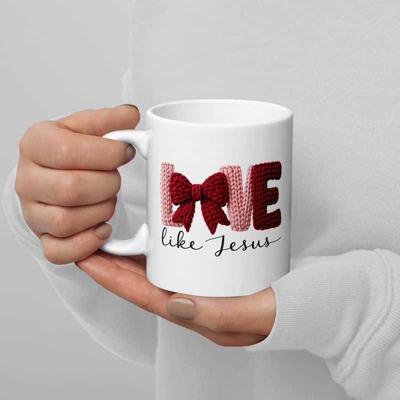 Love Like Jesus Christian Mug – White Glossy Ceramic Coffee Mug – Faith-Based Gift – 11 oz, 15 oz, or 20 oz